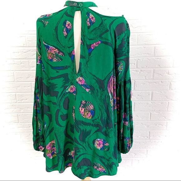Free People Drift Away Kelly Green Top/Dress XS - Picture 10 of 11